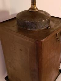 Vintage Repurposed Tin Table Lamp, Old Grain Storage Bin, Dual Light, Shadow Box