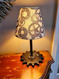 Upcycled Vintage Gear Lamp; Industrial, Steampunk look.