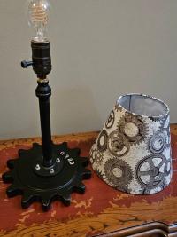 Upcycled Vintage Gear Lamp; Industrial, Steampunk look.