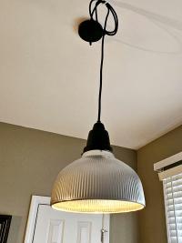 Vintage Factory Prismatic Glass Pendant Light