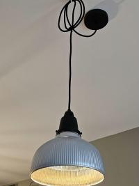 Vintage Factory Prismatic Glass Pendant Light