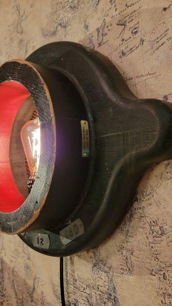 Vintage Foundry Mold "Porthole" Sconce Light, Programmable, Steampunk Effect