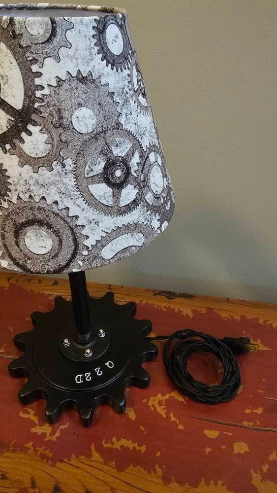 Upcycled Vintage Gear Lamp; Industrial, Steampunk look.