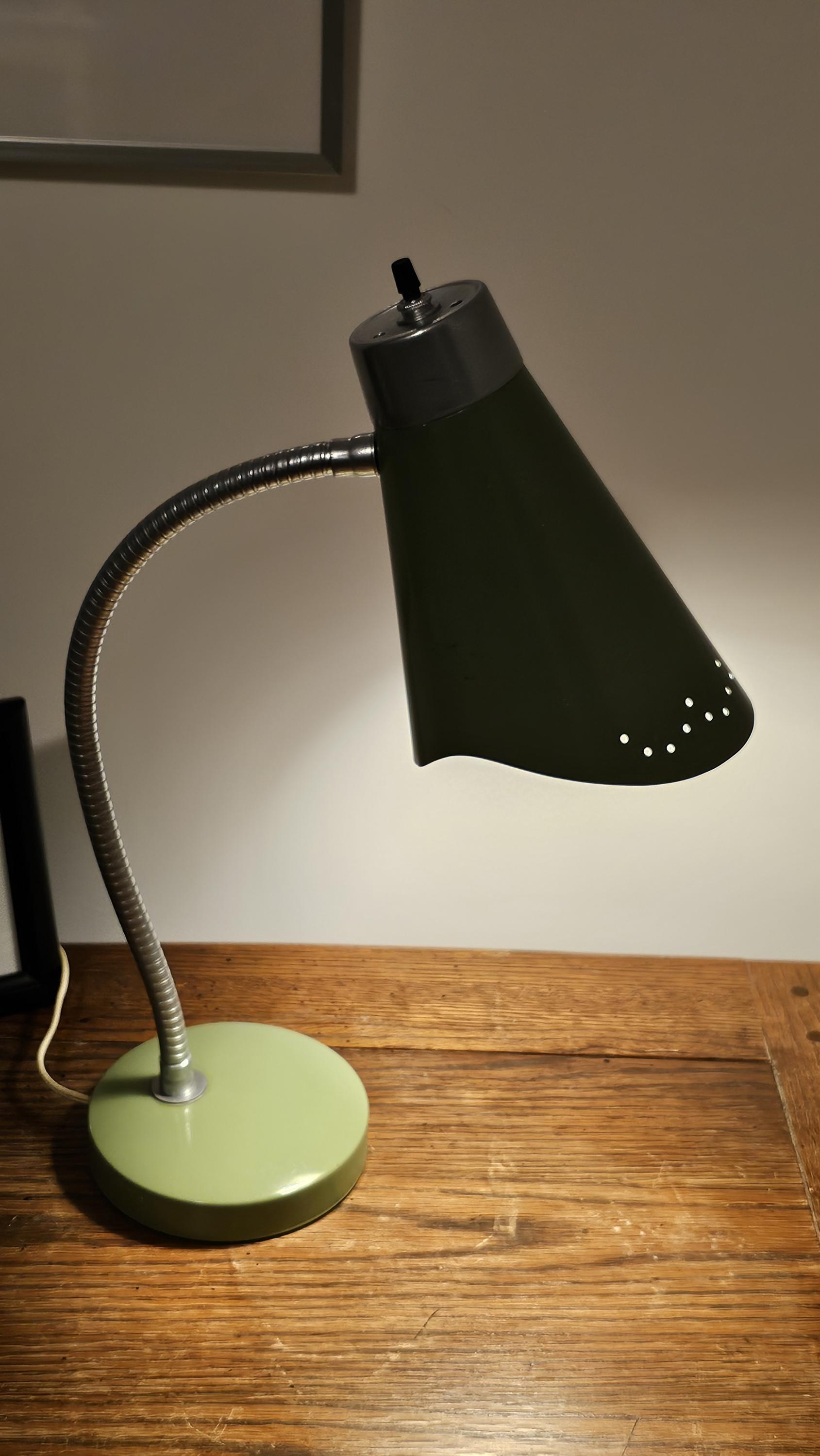 Mid Century Modern Atomic Green Desk Lamp 1960s