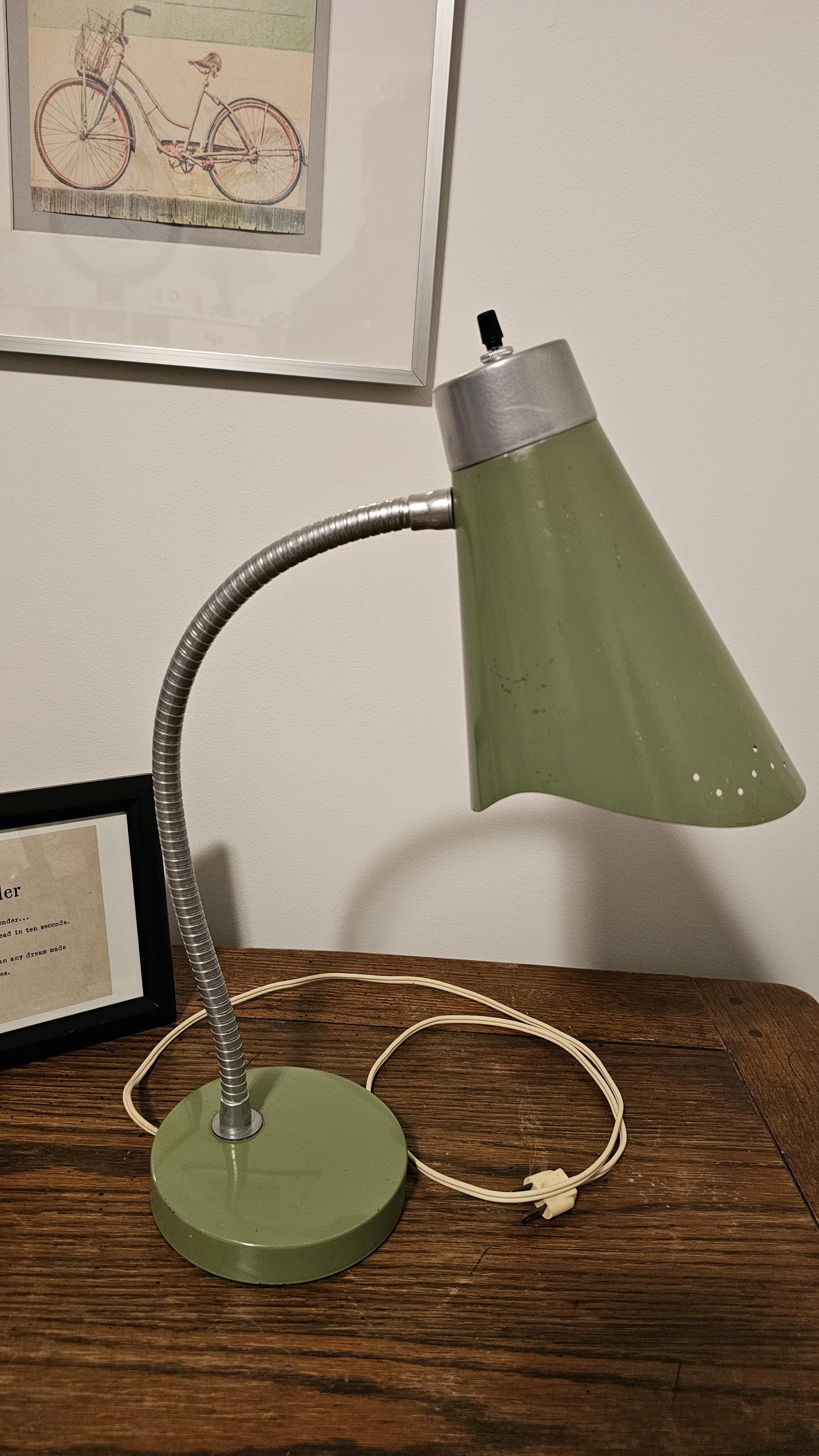 Mid Century Modern Atomic Green Desk Lamp 1960s