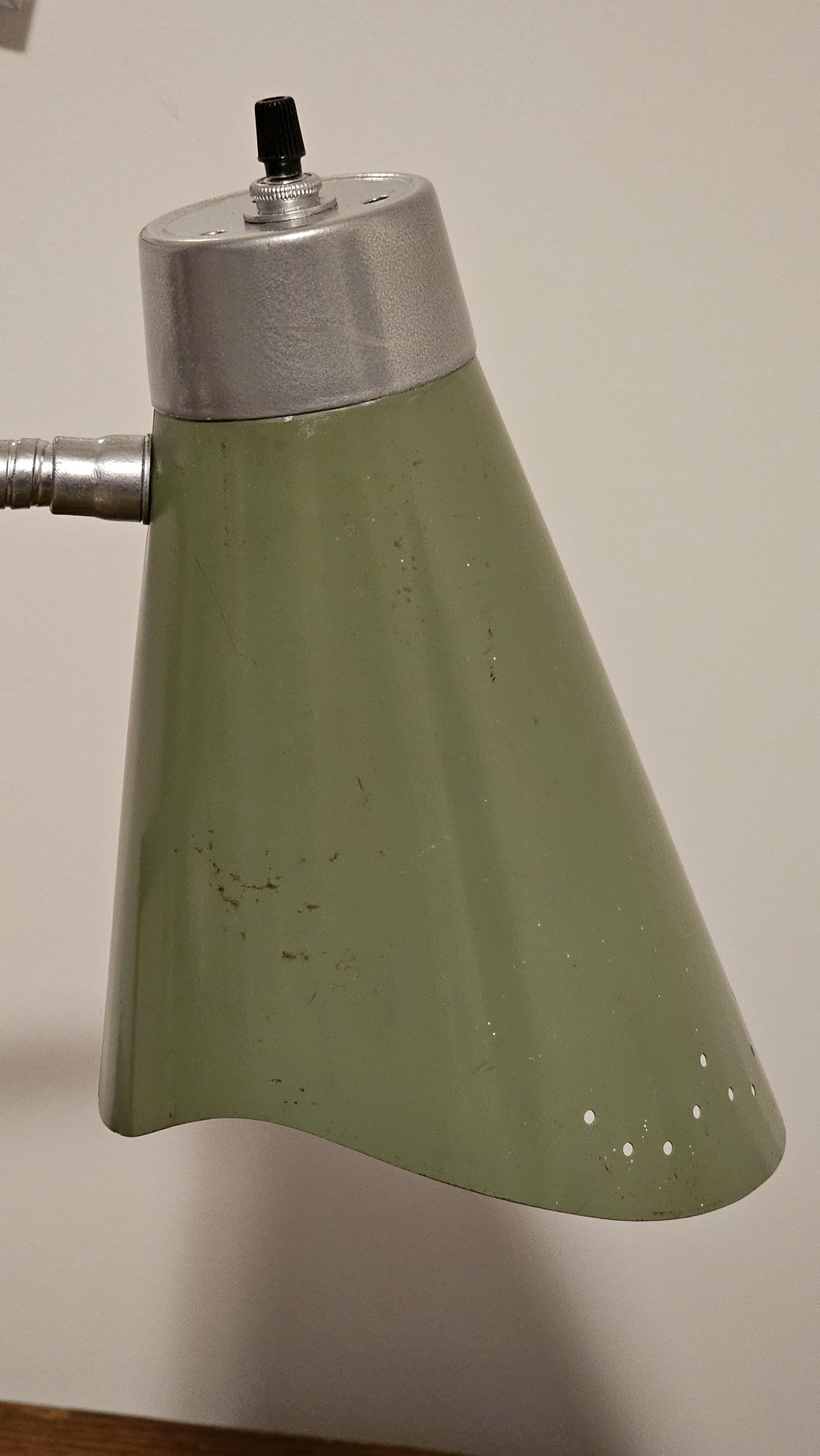 Mid Century Modern Atomic Green Desk Lamp 1960s