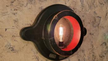 Vintage Foundry Mold "Porthole" Sconce Light, Programmable, Steampunk Effect