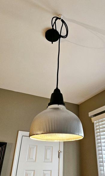 Vintage Factory Prismatic Glass Pendant Light