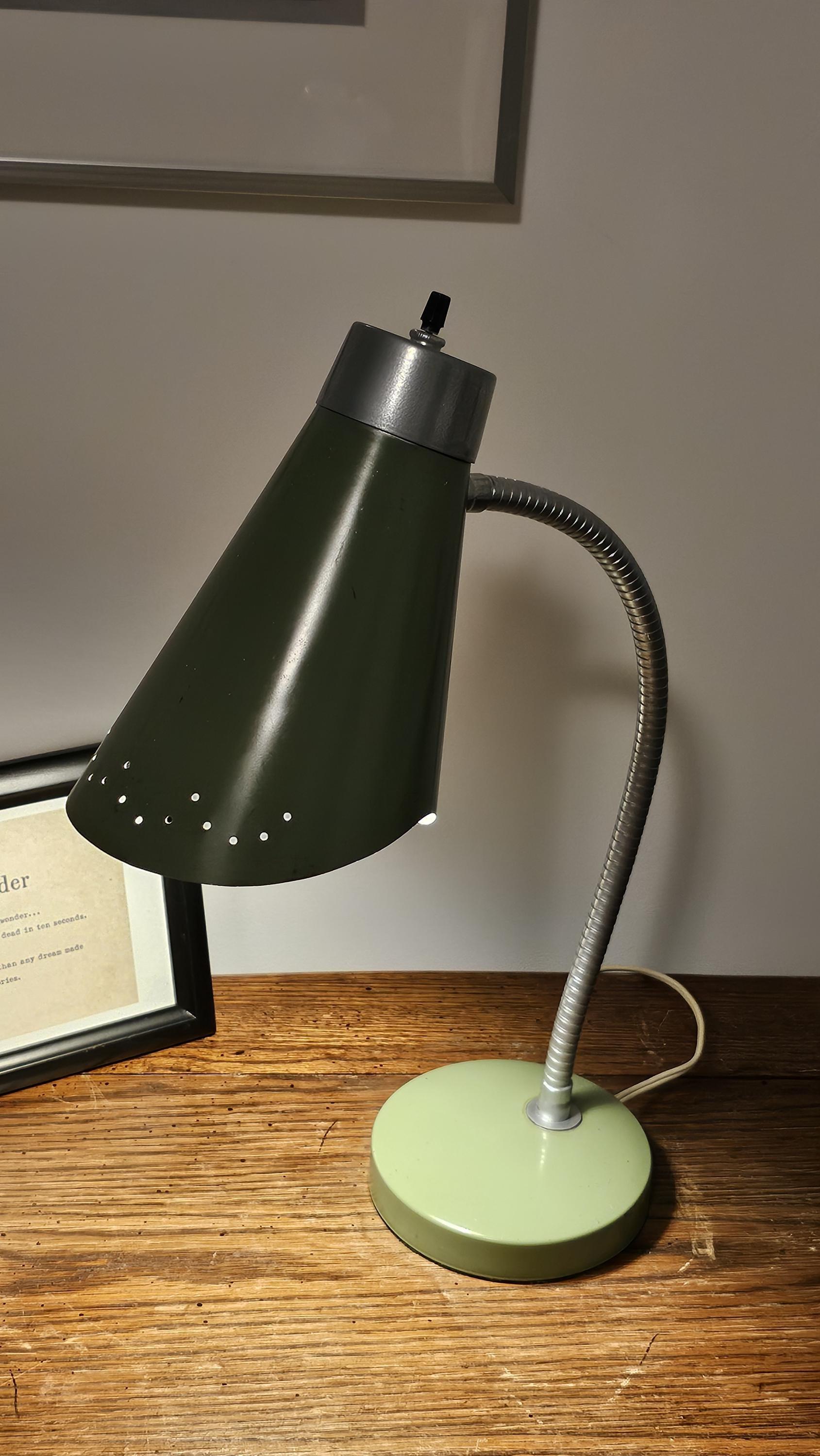 Mid Century Modern Atomic Green Desk Lamp 1960s