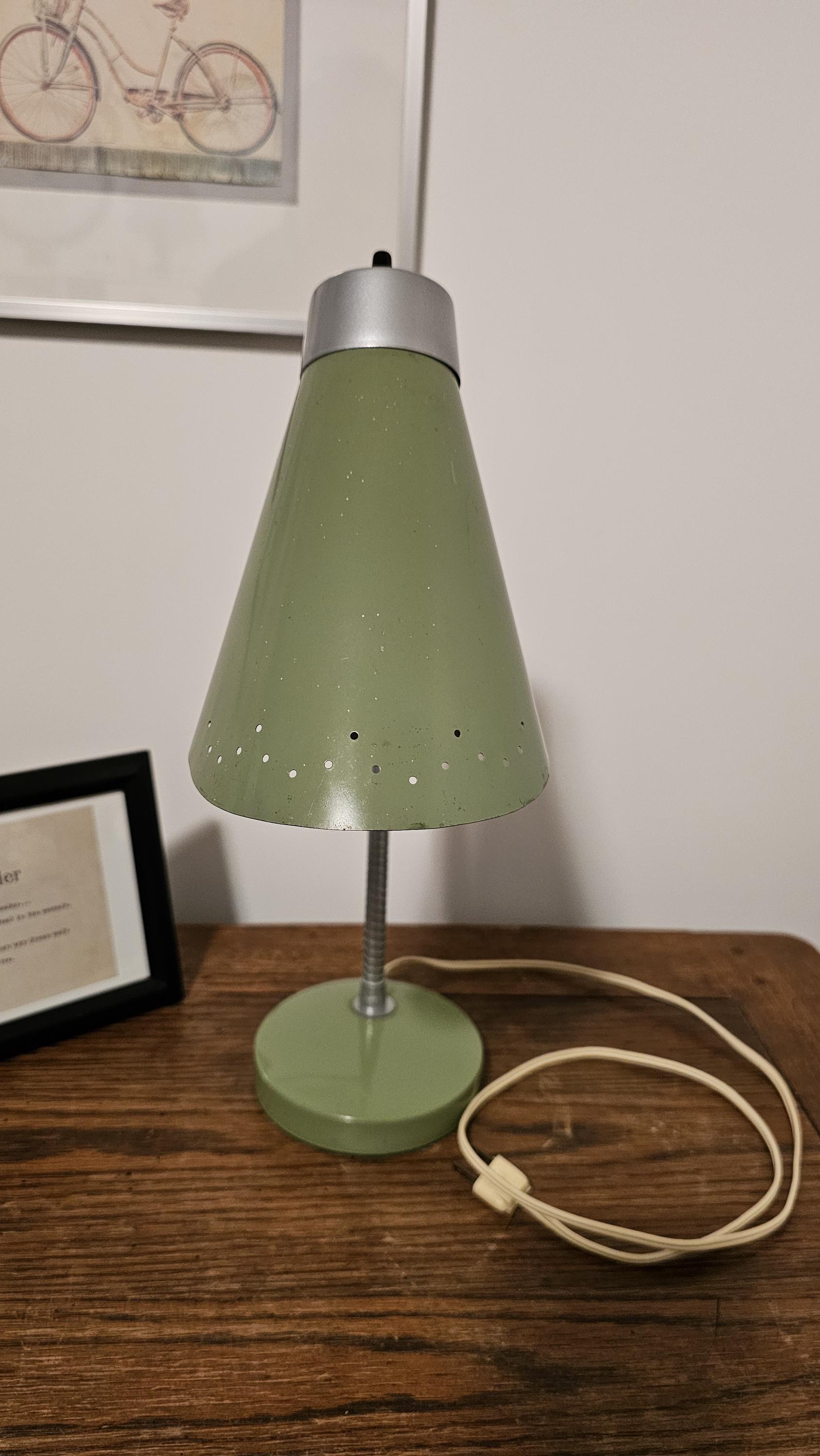 Mid Century Modern Atomic Green Desk Lamp 1960s